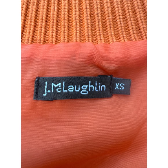 J.McLaughlin Womens Orange Quilted Silk Ribbed Knit Jacket Sz XS Old Money Chic - Picture 5 of 11